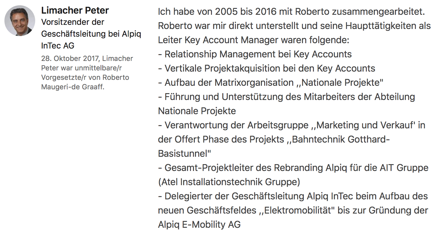 Testimonial Peter Limacher, Vorsitzender der Geschäftsleitung Alpiq InTec Gruppe